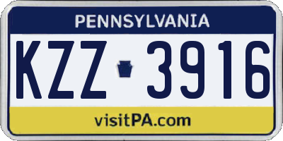 PA license plate KZZ3916
