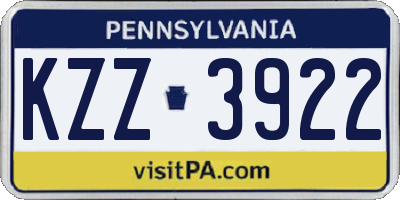 PA license plate KZZ3922