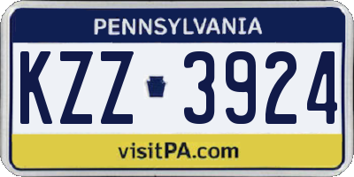 PA license plate KZZ3924