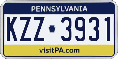 PA license plate KZZ3931