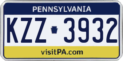 PA license plate KZZ3932