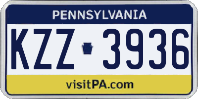 PA license plate KZZ3936