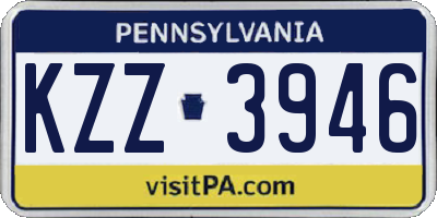 PA license plate KZZ3946