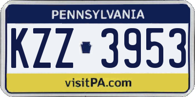 PA license plate KZZ3953