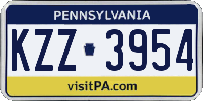 PA license plate KZZ3954