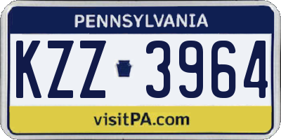 PA license plate KZZ3964