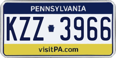 PA license plate KZZ3966