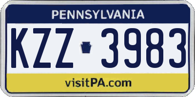 PA license plate KZZ3983