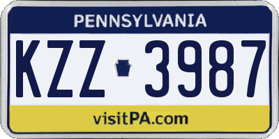 PA license plate KZZ3987