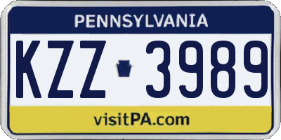 PA license plate KZZ3989