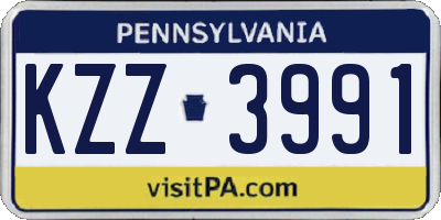 PA license plate KZZ3991