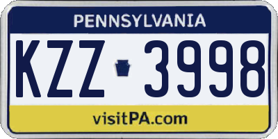 PA license plate KZZ3998