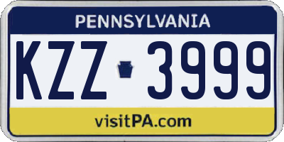 PA license plate KZZ3999
