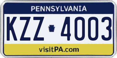 PA license plate KZZ4003