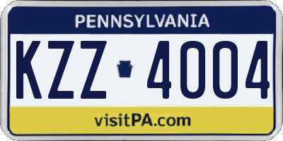 PA license plate KZZ4004