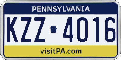 PA license plate KZZ4016
