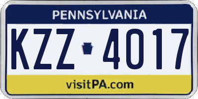 PA license plate KZZ4017