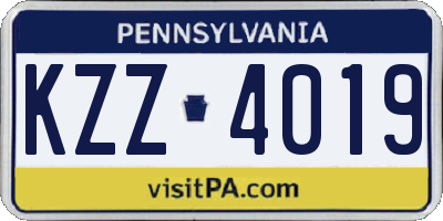 PA license plate KZZ4019