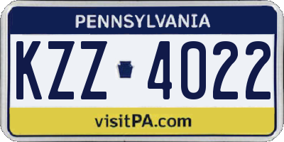PA license plate KZZ4022