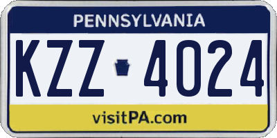PA license plate KZZ4024