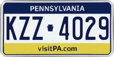 PA license plate KZZ4029