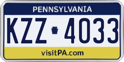 PA license plate KZZ4033