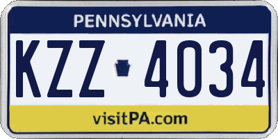 PA license plate KZZ4034