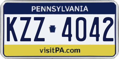 PA license plate KZZ4042