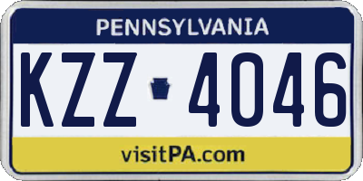 PA license plate KZZ4046