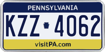 PA license plate KZZ4062
