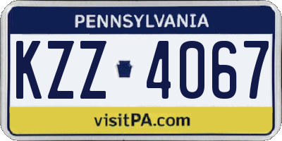PA license plate KZZ4067