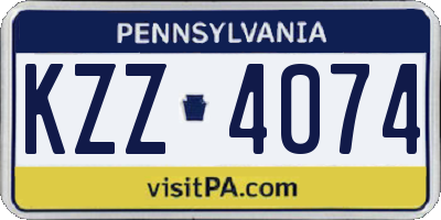 PA license plate KZZ4074
