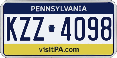 PA license plate KZZ4098
