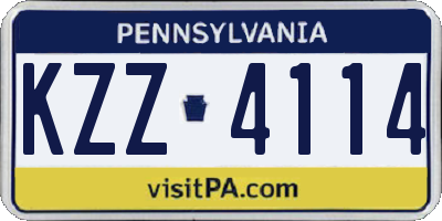 PA license plate KZZ4114