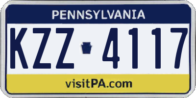 PA license plate KZZ4117