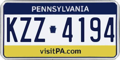 PA license plate KZZ4194