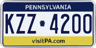 PA license plate KZZ4200