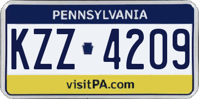 PA license plate KZZ4209