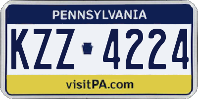 PA license plate KZZ4224