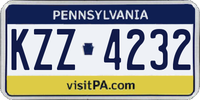 PA license plate KZZ4232