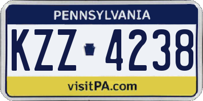 PA license plate KZZ4238