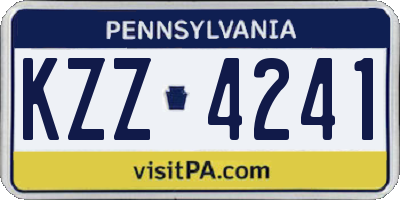 PA license plate KZZ4241