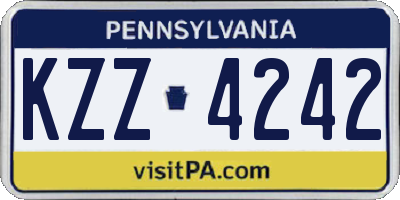 PA license plate KZZ4242