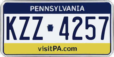 PA license plate KZZ4257