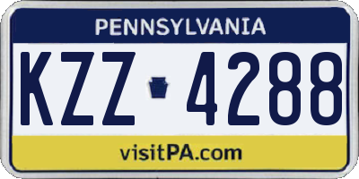 PA license plate KZZ4288