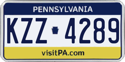 PA license plate KZZ4289