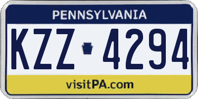PA license plate KZZ4294