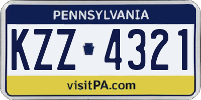 PA license plate KZZ4321