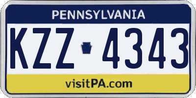PA license plate KZZ4343