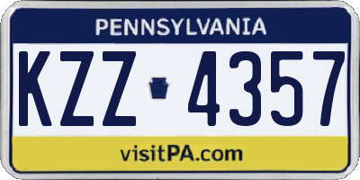 PA license plate KZZ4357